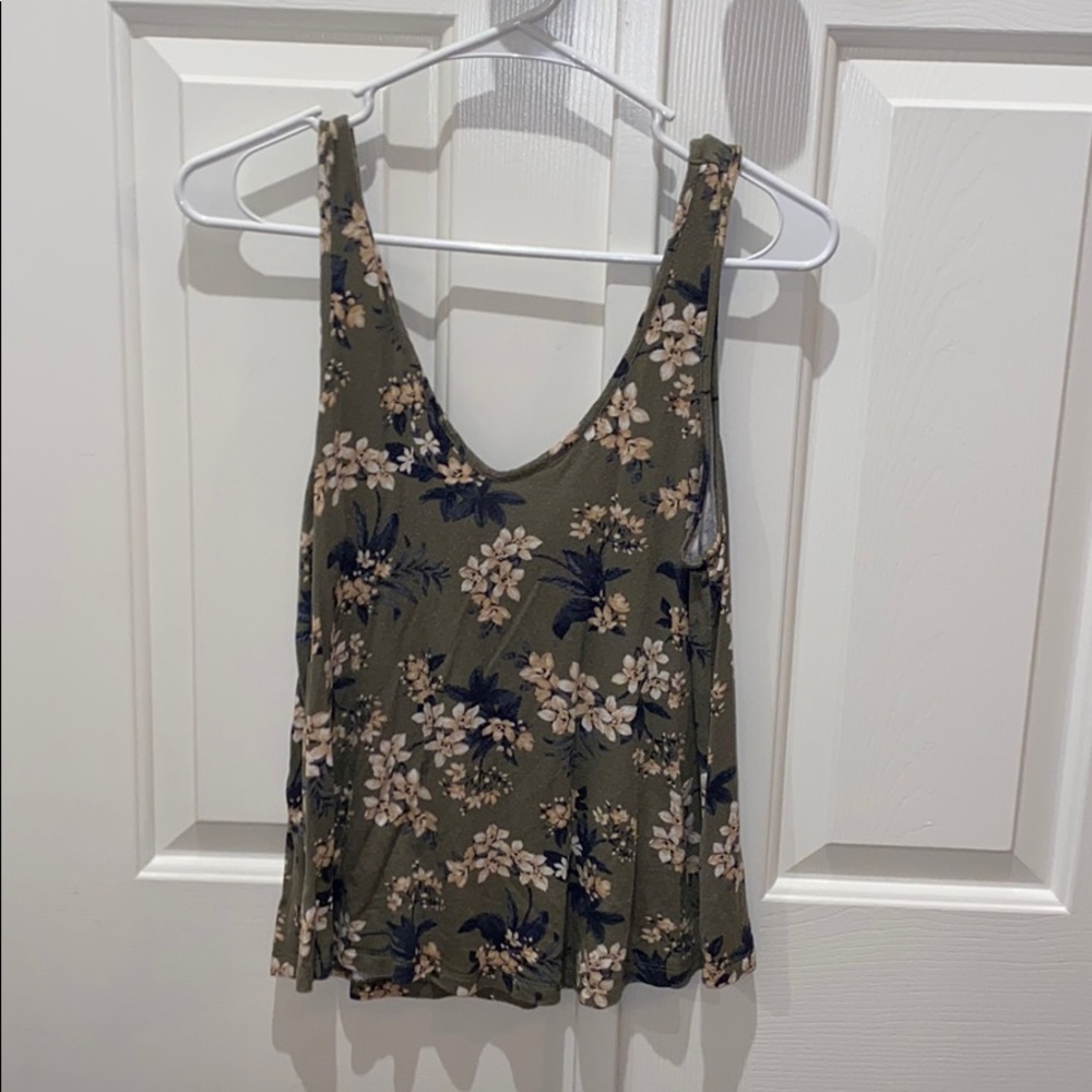 Green floral tank top